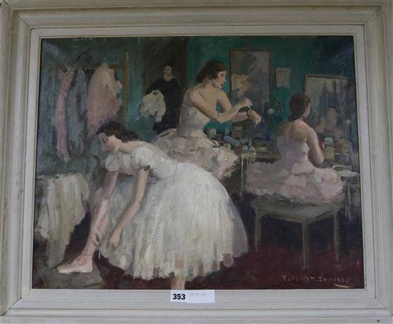 E. Jowett Edwards Ballet dancers dressing room 48 x 60cm